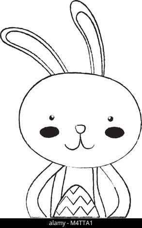 grunge rabbit animal with egg easter celebration Stock Vector