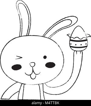 grunge rabbit animal with egg easter design Stock Vector