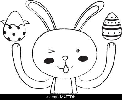 grunge eggs easter decoration and rabbit animal Stock Vector
