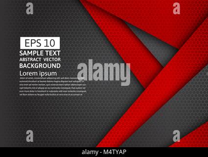 Black and Red geometric abstract background with copy space, Modern design Stock Vector