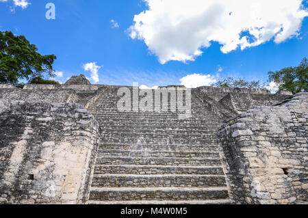Close up of the Caana pyramid at the Caracol archaeological site of Maya civilization in Belize. Central America Stock Photo