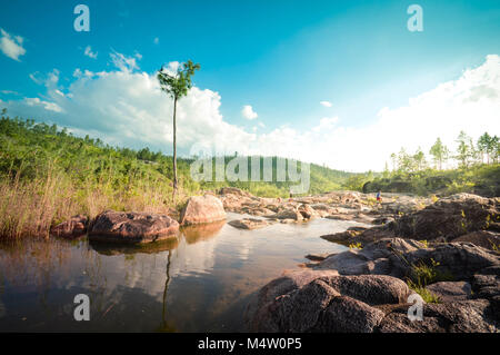 Landscapes of Rio on Pools - natural pools and set of small waterfalls located in the remote and hard to reach Mountain Pine Ridge Forest Reserve in B