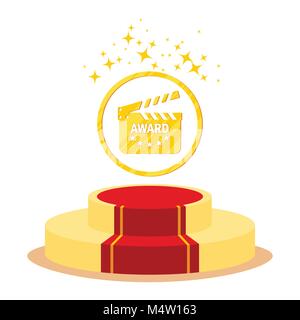 Red carpet and film festival award. Flat vector cartoon Red carpet illustration. Objects isolated on a white background. Stock Vector