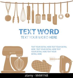Poster design for cooking or baking in simple style with space for text your word at the center. Background template for your advertisement or cover.  Stock Vector