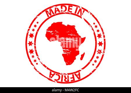 Made in Africa - rubber stamp - vector - Africa continent map pattern - red Stock Vector