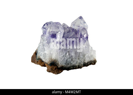 small cluster of amethyst crystals isolated Stock Photo