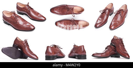 Men Brown elegance Shoes isolated on white background Stock Photo