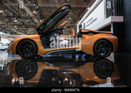 orange bmw i8 electric car Stock Photo - Alamy