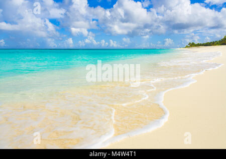 Shoal Bay, an empty white sand beach on beautiful Caribbean island of Anguilla.
