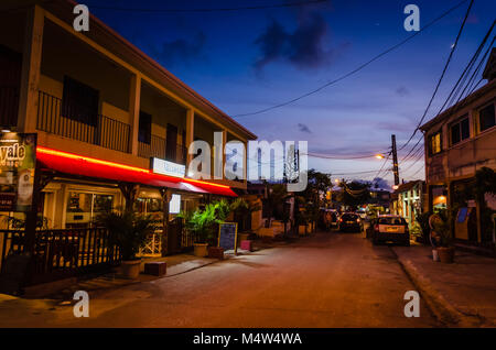 Lolos, roadside eateries, in Grand Case on the French side of the island of Saint Martin in the Caribbean. Stock Photo