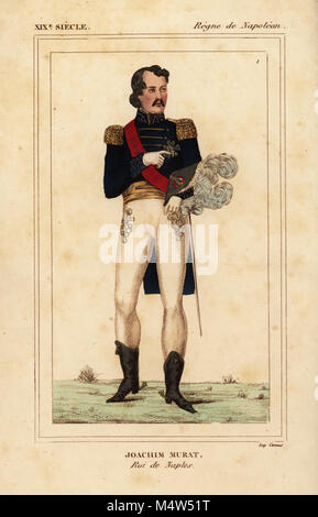 Joachim Murat, King of Naples, Marshal of France 1767-1815. Handcoloured lithograph by Leopold Massard from Le Bibliophile Jacob aka Paul Lacroix's Costumes Historiques de la France (Historical Costumes of France), Administration de Librairie, Paris, 1852. Stock Photo