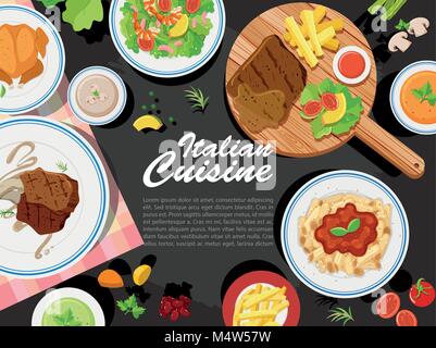 Background design with different types of food illustration Stock Vector