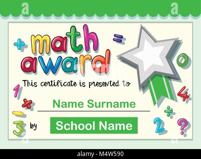 Certificate template for math award illustration Stock Vector