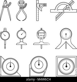 Measuring tools icon set. Vector line icons Stock Vector