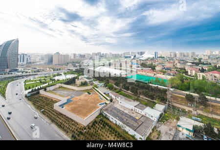 View of Baku Azerbaijan from building top Stock Photo