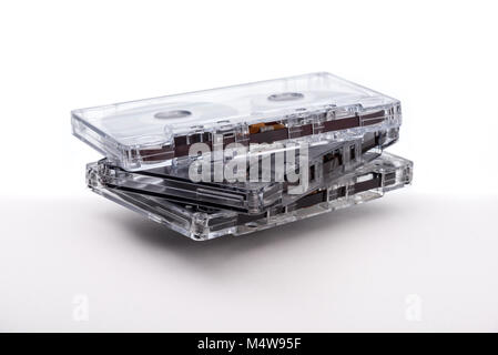 A lot of old audio cassettes. Tape cassette. Stock Photo