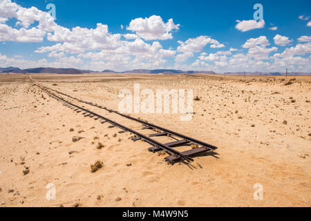 Abandoned railway tracks in the desert, Namibia Stock Photo