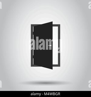 Exit door icon. Vector illustration on isolated background. Business concept open door pictogram. Stock Vector