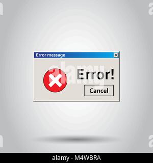 Error warning message icon. Vector illustration on isolated background. Business concept virus alert pictogram. Stock Vector