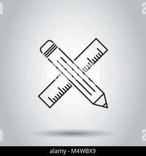 Pencil with ruler icon. Vector illustration on isolated background. Business concept ruler meter pictogram. Stock Vector
