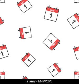 May 1 calendar page seamless pattern background. Business flat vector illustration. Labour day may 1 sign symbol pattern. Stock Vector