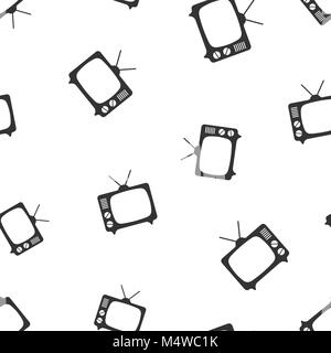 Tv icon seamless pattern background. Business flat vector illustration. Television sign symbol pattern. Stock Vector