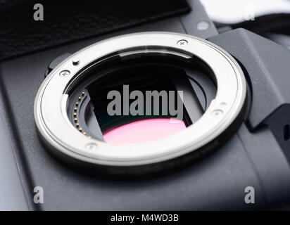 Digital camera lens mount close-up Stock Photo