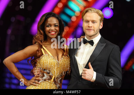 Strictly Come Dancing Live Tour photocall at the National Indoor Arena in Birmingham ahead of the opening night of the 2018 UK tour  Featuring: Jonnie Peacock, Oti Mabuse Where: Birmingham, United Kingdom When: 18 Jan 2018 Credit: John Rainford/WENN.com Stock Photo