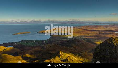 The Quiraing and Staffin, looking over towards Torridon Stock Photo