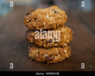 Close up view of home made oat biscuits. Natural background. Stock Photo
