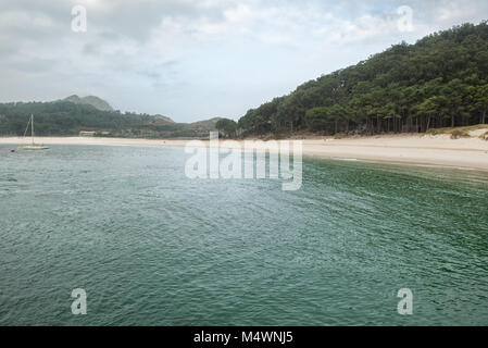 Rodas beach on Cies islands natural park, Galicia, Spain Stock Photo
