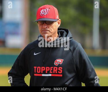 FedEx Park. 18th Feb, 2018. TN, USA; Western Kentucky Hilltoppers Head Coach, John Pawlowski, during the NCAA D1 baseball match up with Memphis. Western Kentucky defeated the Memphis Tigers, 3-1, at FedEx Park. Kevin Lanlgey/CSM/Alamy Live News Stock Photo