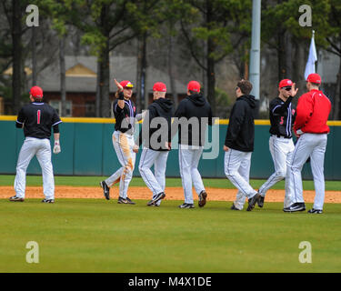 FedEx Park. 18th Feb, 2018. TN, USA; WKU Hilltoppers celebrate after a victory in Memphis. Western Kentucky defeated the Memphis Tigers, 3-1, at FedEx Park. Kevin Lanlgey/CSM/Alamy Live News Stock Photo