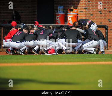 FedEx Park. 18th Feb, 2018. TN, USA; Western Kentucky Hilltoppers teammates gather for a prayer before the NCAA D1 match up with Memphis. Western Kentucky defeated the Memphis Tigers, 3-1, at FedEx Park. Kevin Lanlgey/CSM/Alamy Live News Stock Photo