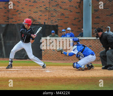 FedEx Park. 18th Feb, 2018. TN, USA; Western Kentucky Hilltoppers OF, Dillon Nelson (5), at the plate during the match up with Memphis. Western Kentucky defeated the Memphis Tigers, 3-1, at FedEx Park. Kevin Lanlgey/CSM/Alamy Live News Stock Photo