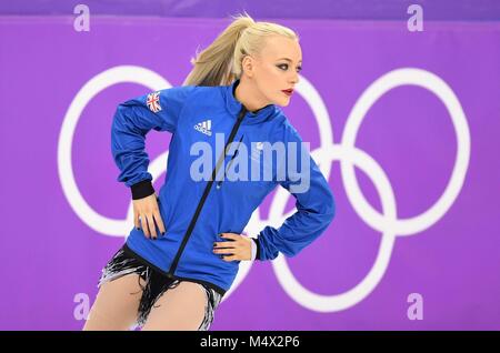 Pyeongcheng, South Korea. 19th Feb, 2018. Penny Coomes (GBR). Ice dance. Short dance. Figure skating. Gangneung ice arena. Gangneung. Pyeongchang2018 winter Olympics. Republic of Korea. 18/02/2018. Credit: Sport In Pictures/Alamy Live News Stock Photo