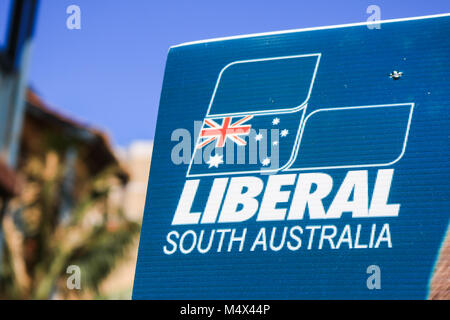 Adelaide, Australia. 19th Feb 2018. Campaign posters representing the candidates of various political  parties  are attached to poles for the South Australian state election which will elect members to the 54th Parliament of South Australia on 17 March 2018. Credit: amer ghazzal/Alamy Live News Stock Photo