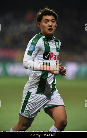 Venlo, Netherlands. 16th Feb, 2018. Ritsu Doan (Groningen) Football/Soccer : Dutch 'Eredivisie' match between VVV-Venlo 1-1 FC Groningen at Seacon Stadion De Koel in Venlo, Netherlands . Credit: Takamoto Tokuhara/AFLO/Alamy Live News Stock Photo