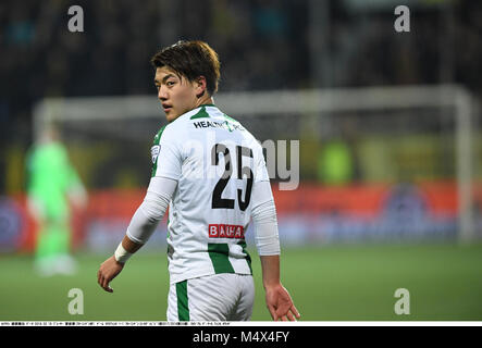 Venlo, Netherlands. 16th Feb, 2018. Ritsu Doan (Groningen) Football/Soccer : Dutch 'Eredivisie' match between VVV-Venlo 1-1 FC Groningen at Seacon Stadion De Koel in Venlo, Netherlands . Credit: Takamoto Tokuhara/AFLO/Alamy Live News Stock Photo