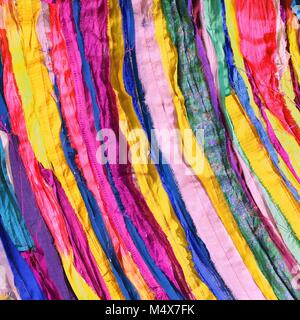 colored background of many fabrics of cotton and synthetic Stock Photo