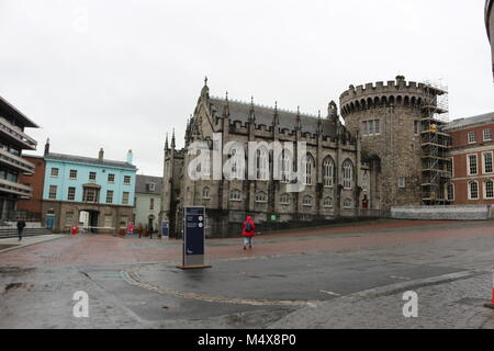 DUBLIN IRELAND, FEBRUARY 02 2018: EDITORIAL PHOTO OF Dublin Castle of Dame Street, Dublin, Ireland. Stock Photo