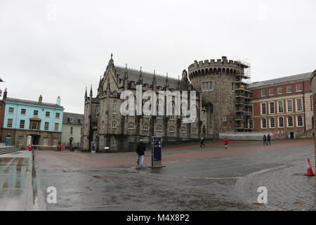 DUBLIN IRELAND, FEBRUARY 02 2018: EDITORIAL PHOTO OF Dublin Castle of Dame Street, Dublin, Ireland. Stock Photo