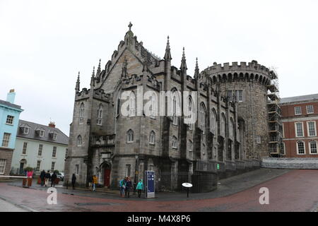 DUBLIN IRELAND, FEBRUARY 02 2018: EDITORIAL PHOTO OF Dublin Castle of Dame Street, Dublin, Ireland. Stock Photo