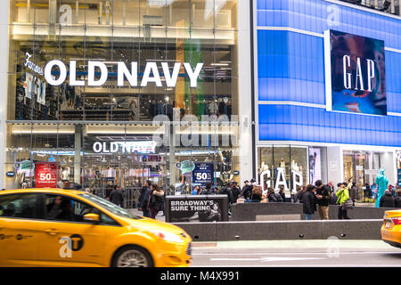 Old Navy and The Gap Advertising Screens in Times Square, NYC, USA Stock Photo