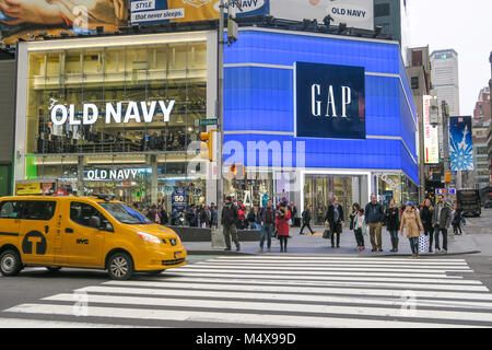 Old Navy and The Gap Advertising Screens in Times Square, NYC, USA Stock Photo