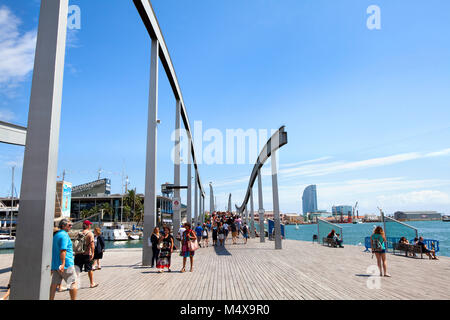 Maremagnum Shopping Centre and Barcelona Old harbour Port Vell Stock Photo
