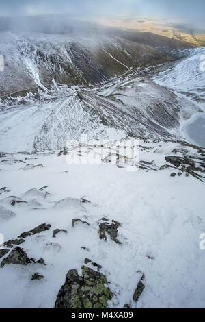 Looking down on Sharp Edge, Blencathra, English Lake District Stock Photo