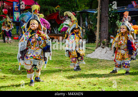 'Los Voladores' (the Flyers) is a 1500 year-old rite sacred to Quetzalcoatl, the Morning Star. From its origins on the Gulf coast of Mexico, the ritua Stock Photo