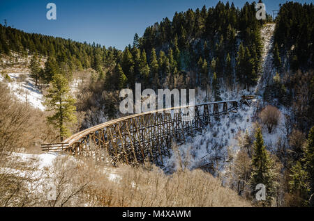 Scenic view of the 1899 railroad trestle called the Mexican Canyon Trestle used by  Alamogordo and Sacramento Mountain Railway to move timber and tour Stock Photo