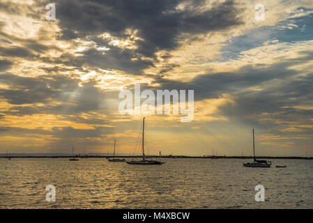 sunset in el malecon, la paz baja california sur, sea of cortes. Mexico Stock Photo